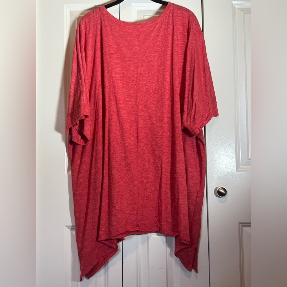 Soft Casual Tee Shirt Lightweight Comfortable Everyday Top Coral 3X - Picture 4 of 4